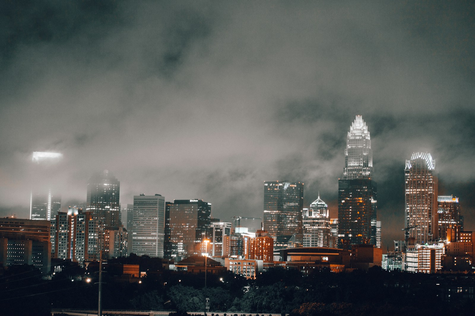 Charlotte skyline and aerospace manufacturing region